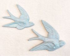 Vintage Burwood Birds Wall Decor Plastic Painted Blue Ready to Hang 80s Decor picture