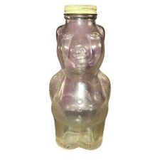 Vintage Clear Glass Piggy Bank Bottle with Metal Coin Slot Top picture