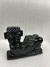 Vintage Chac Mool God Black Onyx Obsidian Figure with Gold Sheen - Aztec Mayan picture