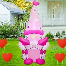 Valentine Inflatable Pink Gnome 4 FT Lighted Blow Up Girl Swedish Gnomes Indo... picture