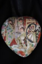 Vintage Cloisonne Porcelain & Enamel Figural Flower Trinket Jewelry Box Heart   picture