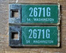 Vintage 1954 Washington State DAV License Plate Keychain Tag Matching Pair Set picture