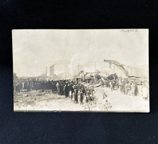 Vintage RPPC Postcard Railroad Derailment 1915 ? Accident Crane Unused picture