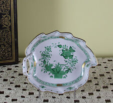 Exquisite Hand-Painted Small Leaf Shaped Dish with Fleurs des Indes Green Decora picture