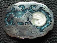 UNICORN MOON BELT BUCKLE VINTAGE RARE HANDMADE ONE OF A KIND? USA 1980s  picture