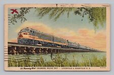 Postcard Diesel Engine Train The Hummingbird Crossing Biloxi Bay L&N Railroad picture