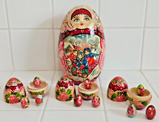 Genuine G. Debrekht Hand-painted Girls Winter Wooden Russian Nesting Eggs/Dolls picture