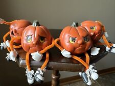 Vintage Anthropomorphic Pumpkin Shelf Sitters, Lot Of 4 Ceramic Halloween Fall picture