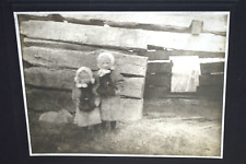 ANTIQUE EARLY 1880's-1900's PHOTOGRAPH KIDS BY WOOD BUILDING 5X4 picture
