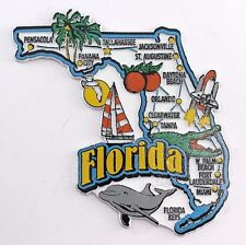 FLORIDA STATE MAP AND LANDMARKS COLLAGE FRIDGE COLLECTIBLE SOUVENIR MAGNET picture