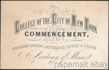 1867 College Of The City Of New York Commencement Ticket picture