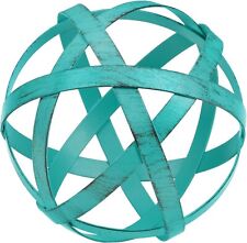 Metal Decorative Sphere for Home Decor - Distressed Teal, Hand Painted picture