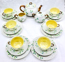 Vintage 1942 SHAMROCK Clover Chikaramachi Lusterware Tea Set -Service for 6 picture
