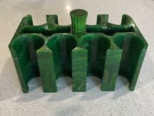 Vintage Bakelite Catalin Marbled Green Yellow Poker Chip Caddy Holder  picture