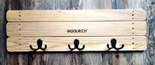 Vintage Woolrich Branded Wood Slat Three Double Hook Wall  Decor Rack picture