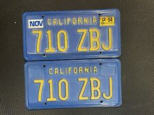 CALIFORNIA LICENSE PLATE PAIR BLUE 710 ZBJ NOVEMBER 1994 picture