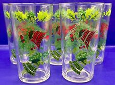 Set Of 5 MCM Drinking Glasses Holiday Christmas Winter Festive Retro 5” picture