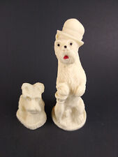 2 Small Vintage Scotty Dog Figure Set Dapper White Scottie Hat Umbrella Ceramic picture