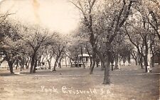 Griswold Iowa~City Park~Bandstand~Houses~Track Path~1924 Real Photo Postcard picture
