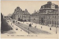 VTG Paris The Military School Arial Street View 1900 Horse Carriages B&W RPPC picture