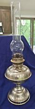 Rayo Lamp Brass Center Draft Kerosene Oil Antique Nickel Chrome COMPLETE picture