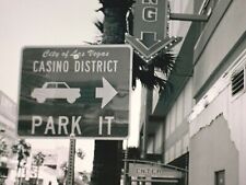 (Kc) FOUND PHOTO Photograph 4x6 Black & White Artistic Vegas Casino Park It Sign picture