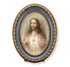 Jesus, Sacred Heart Oval Gold-Leaf Frame, Easel Back, Comes Boxed 7.5
