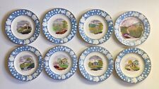 8pcs  c.1812-25 New Hall porcelain English village scene 8'' plates, collectible picture