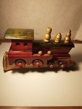 Wooden Train Engine Mounted on Railroad Spike Decorative Art Piece  picture
