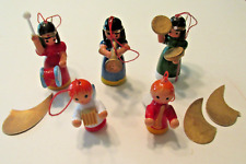 Lot of 5 Vintage Wood Christmas Ornaments Angels Need Repair MMA picture