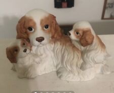 Homco Vintage Cocker Spaniel Mother & Puppies 1434 Figurine Beautiful Big Eyes picture
