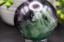 Fluorite Sphere - Snowflake w/Rainbow 2.5