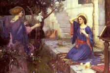 Modern Repro Postcard: The Annunciation, Gabriel Visits Mary, Waterhouse picture
