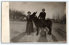1912 Woman And Donkey Montrose Colorado CO RPPC Photo Posted Antique Postcard picture