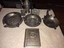 (7) Piece Vintage PEWTER Lot from GERMANY (3) ASHTRAYS, Lighter with. Matchbook  picture