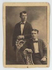 Antique Circa 1890s Cabinet Card Two Handsome Men Brothers? Posing in Suits Ties picture