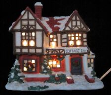 Mervyn's 1994 Vintage Holiday ChristmasVillage Square Lighted Cottage Inn Retire picture