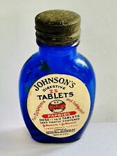 3” Oval Antique DEEP Cobalt Blue Johnsons Digestive Tablet Bottle B. P. Co. picture