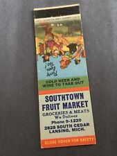 Vintage￼ Hillbilly Girlie Matchbook: “Southtown Fruit Market” Lansing, Michigan picture