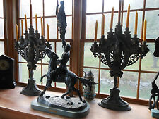 PAIR OF MAJESTIC ANTIQUE BRONZE CANDELABRAS picture
