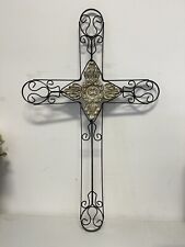 Large Decorative Carved Cross Dark Finish For Wall Hanging 24