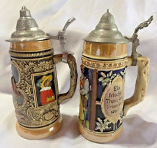 TWO (2) German Zoller & Born Beer Steins Porcelain Collection Rare Beer Steins picture