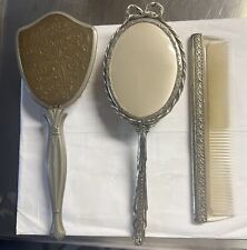Vintage 2 Hair Brush & Combs Vanity Set Victorian Style Tone  Design picture