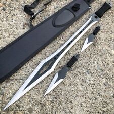 WILD CUSTOM HANDMADE 1 SWORD AND 2 SHORT DAGGERS IN HIGH CARBON STEEL WITHCOVER picture