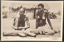 SOUTH SUDAN AFRICA~REAL PHOTO RPPC~DINKA MAN & BARE BREASTED WIFE~BAHR EL GHAZAL picture
