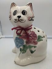 Vintage 80s Levine Pottery Inc California Cat Kitten Potpourri Holder Hand Paint picture