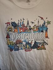 Disneyland Resort White Shirt Disney Rides Opening Dates On Back Sz L Nice CR2 picture