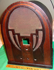 Philco 60 Wood Radio Cabinet (late version) Clean w/ overspray Good Wood (1933) picture