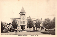 Livonia New York Postcard Masonic Temple Masons Fraternal Unused 1915 UN picture