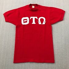VINTAGE 70s Theta Tau Omega Shirt Mens Medium Red Mesh Sorority Greek College * picture